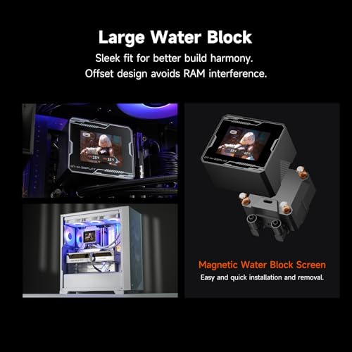 PCCOOLER Liquid CPU Cooler ARGB Display, 360mm AIO with 2.8-Inch LCD Screen, Ceramic Bearing Pump, 3×120mm ARGB PWM Fans, Aluminum Radiator, Intel LGA 1851/1700 & AMD AM5 Compatible(GT360M Black) - Image 3