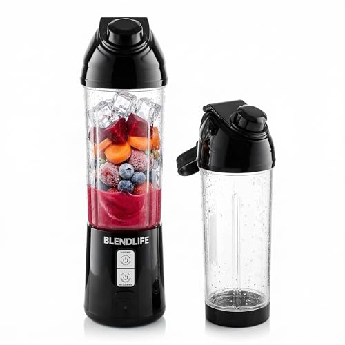 BlendLife BLAZE Portable Blender, Real Mixer Power, Made in Bharat, Patented Pulse Function & Reverse Action, 700ml, 4000mAh Battery, 240W, Inbuilt Sipper & Strainer, 1-Yr Warranty, Onyx Black - Image 1