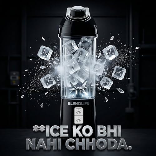 BlendLife BLAZE Portable Blender, Real Mixer Power, Made in Bharat, Patented Pulse Function & Reverse Action, 700ml, 4000mAh Battery, 240W, Inbuilt Sipper & Strainer, 1-Yr Warranty, Onyx Black - Image 3