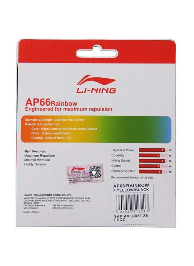 Ap-66 Rainbow Badminton String  Badminton String - Flourescent Yellow/Black