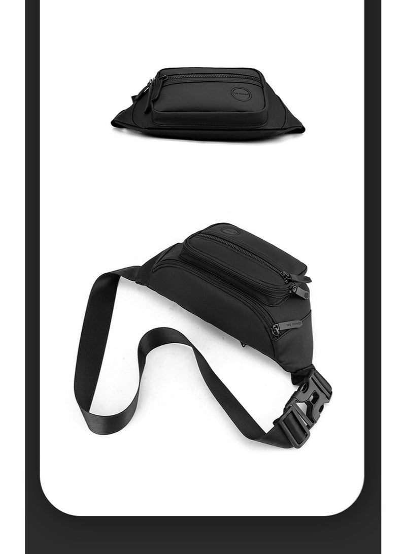 Generic Men's Outdoor Sports Waterproof Large Capacity Shoulder Bag, Messenger Bag, Waist Bag, Chest Bag, Cycling Bag, Hiking Bag, Bicycle Bag, Large Capacity Bag for Teenagers, College Students (Black)  - Image 2