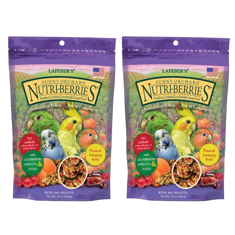 LAFEBER'S Sunny Orchard Nutri-Berries Pet Bird Food, Made with Non-GMO and Human-Grade Ingredients, for Cockatiels Conures Parakeets (Budgies) Lovebirds (Sunny Orchard 10 oz Pack of 2) - Image 1