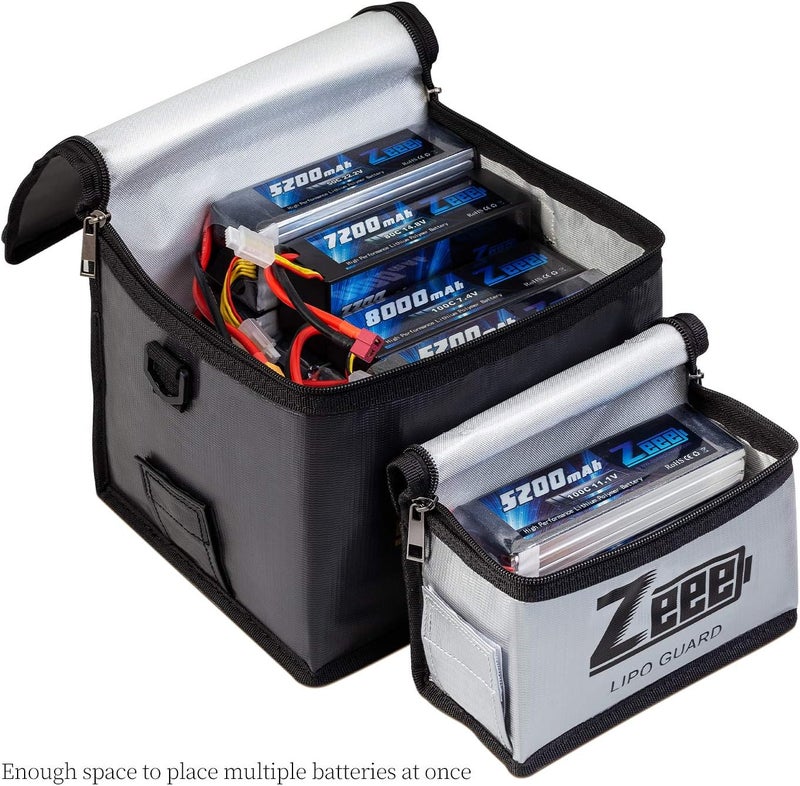 Zeee Lipo Bag Fireproof Battery Safe Bag Explosionproof Bag Lipo Battery Storage Guard Safe Pouch for Charge and Storage (2 Pack) - Image 5