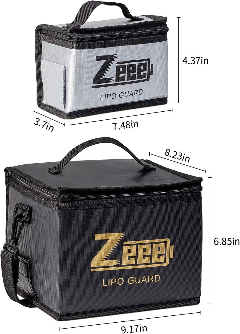 Zeee Lipo Bag Fireproof Battery Safe Bag Explosionproof Bag Lipo Battery Storage Guard Safe Pouch for Charge and Storage (2 Pack) - Image 2