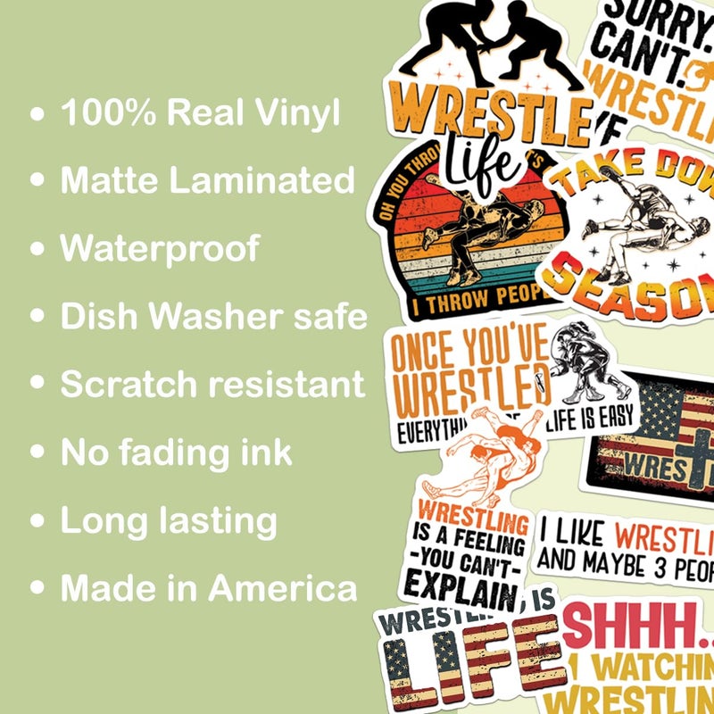 TAYTA 10pcs Wrestling Sticker Sheet, Funny and Cute Vinyl Decals for Wrestlers, Teams, and Coaches, Waterproof, UV-Resistant, for Laptop, Water Bottle, Journal, Locker, Phone Case - Image 4