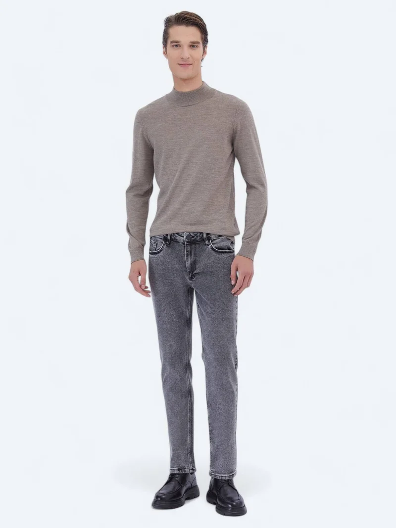 Kip Hard Coal Loose Fit Denim Cotton Blended Trousers