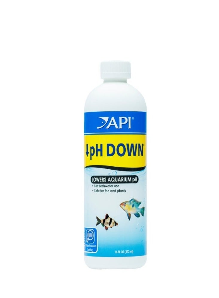 API PH DOWN LOWERS AQUARIUM PH, FOR FRESH WATER USE, SAFE FOR FISH AND PLANTS 16FL OZ (473ML)