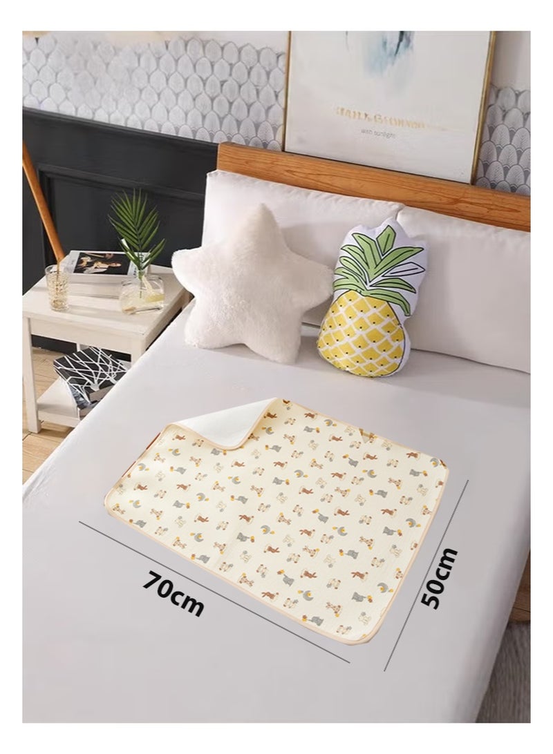 Berma Baby Baby waterproof changing pad   reusable changing pad, baby crepe changing pad, pure cotton waterproof breathable changing pad, very suitable for toddler toilet training, suitable for single bed, 50*70 cm (animal circus)  - Image 2