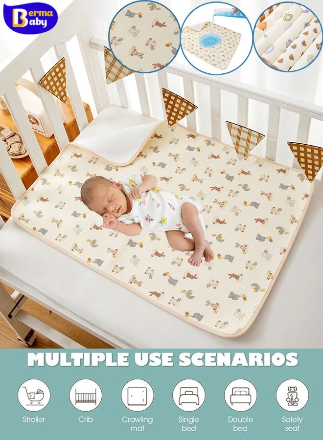 Berma Baby Baby waterproof changing pad   reusable changing pad, baby crepe changing pad, pure cotton waterproof breathable changing pad, very suitable for toddler toilet training, suitable for single bed, 50*70 cm (animal circus)  - Image 1