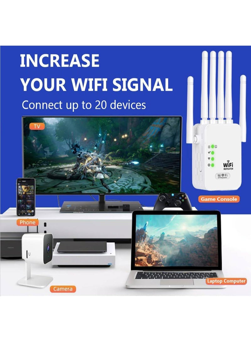 HaDoii Wireless WiFi Signal Repeater, 1200Mbps, 5G/2.4G Dual Band WiFi Wireless Extender with Ethernet Port, Wireless WiFi Booster, One-touch Setting, Plug And Play - White - Image 3