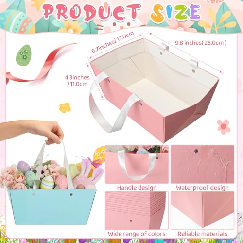 Tuanse 30 Pcs Basket for Gift Empty DIY Bulk Gift Basket Kit with Handle Kraft Cardboard Tray with 30 Bag 30 Bow Market Tray for Wedding PartyPastel98 x 67 x 43 in - Image 3
