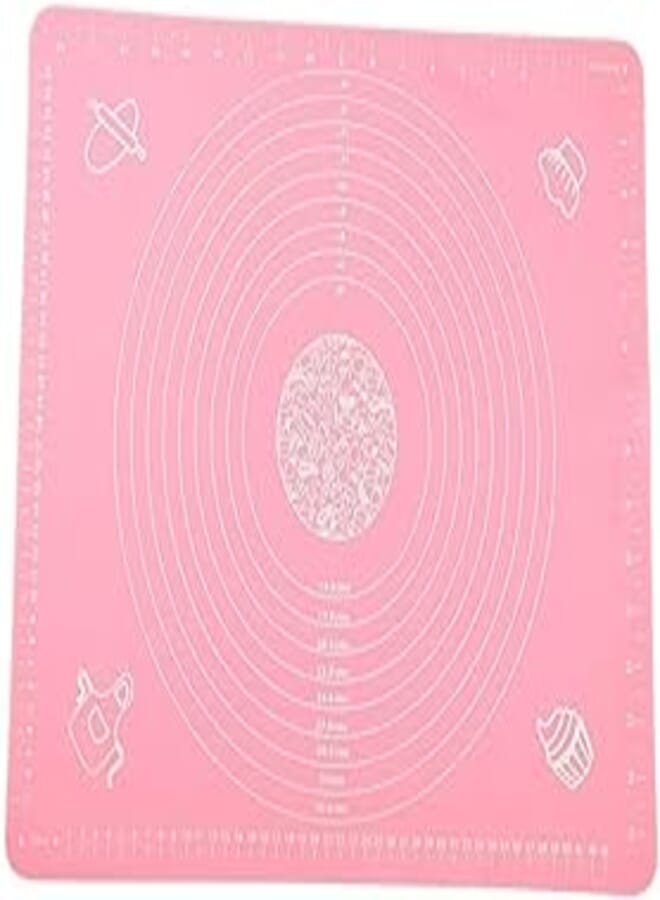Extra Large Silicone Baking Mat for Pastry Roll with Measurements, Heat Resistant Liner for Table Placemats and Pastry Board, Reusable Non-Stick Silicone Baking Mat for Housewife - Pink