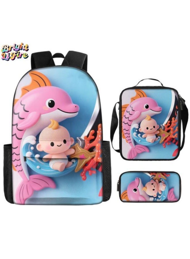 واضح من النار الطلاب والأطفال متحمسون! حقيبة كرتونية لطيفة من ثلاث قطع، عناصر أساسية للسفر (الطلاب والأطفال ونزهات الأصدقاء وتسلق الجبال والتعليم وما إلى ذلك) - 85 - Image 1