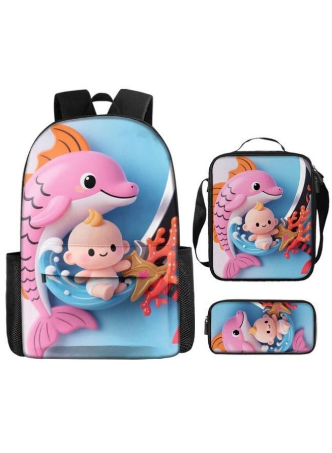 واضح من النار الطلاب والأطفال متحمسون! حقيبة كرتونية لطيفة من ثلاث قطع، عناصر أساسية للسفر (الطلاب والأطفال ونزهات الأصدقاء وتسلق الجبال والتعليم وما إلى ذلك) - 85 - Image 2