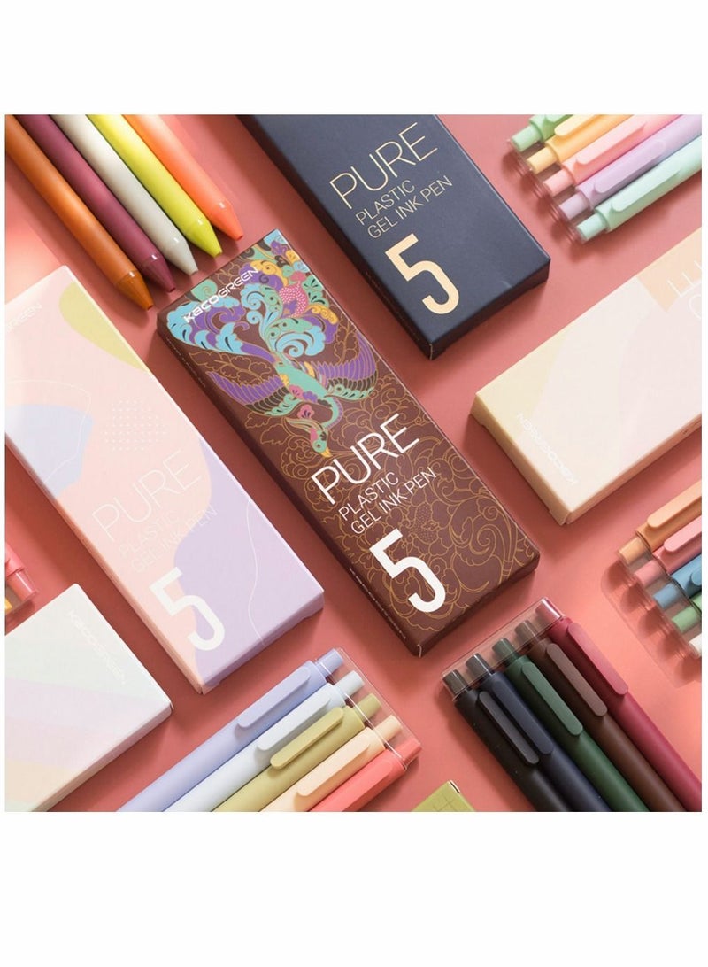 Y&D 0.5 Gel Pen, Multi Color Cute Kawaii Boxed Soft Touch Retractable Ink Pens Fine Point Elegance Colors 5-Pack Colored Ink, Smooth Writing for School Office Home Take Notes - Image 5