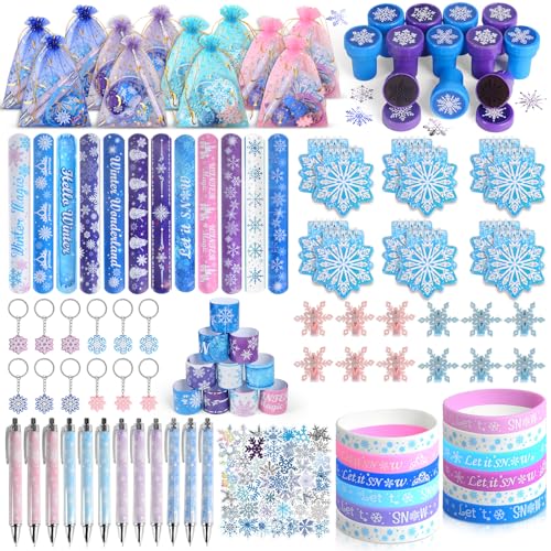 KISPATTI 146PCS Frozen Party Favors Snowflake Birthday Party Favors with Notebooks Stampers Stickers School Stationery Set Birthday Supplies Goodie Bag Stuffers Classroom Gift Reward Prize for Kids - Image 1