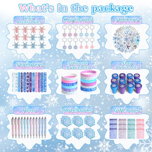 KISPATTI 146PCS Frozen Party Favors Snowflake Birthday Party Favors with Notebooks Stampers Stickers School Stationery Set Birthday Supplies Goodie Bag Stuffers Classroom Gift Reward Prize for Kids - Image 5