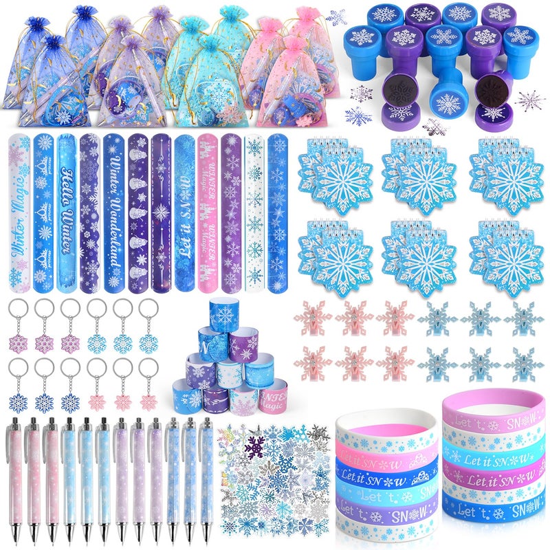 KISPATTI 146PCS Frozen Party Favors Snowflake Birthday Party Favors with Notebooks Stampers Stickers School Stationery Set Birthday Supplies Goodie Bag Stuffers Classroom Gift Reward Prize for Kids - Image 3