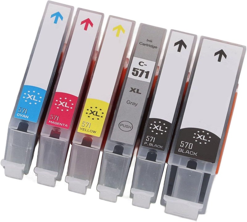 High Capacity Colorfast Ink Cartridge Set 6 Colors BK BK C M Y GY For Pixma Printers - Image 1