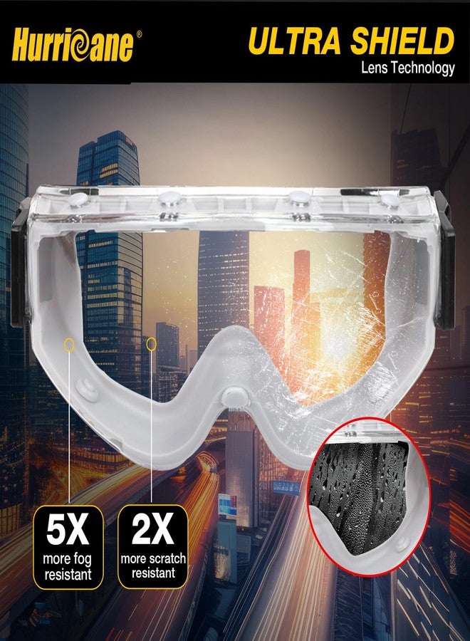 هوريكان نظارات واقية من مادة PVC من ماركة HURRICANE، عدسات شفافة UV400، خاصية مقاومة الضباب، حزام رأس مطاطي قابل للتعديل - Image 4
