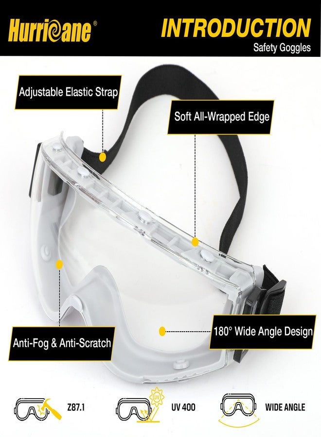 هوريكان نظارات واقية من مادة PVC من ماركة HURRICANE، عدسات شفافة UV400، خاصية مقاومة الضباب، حزام رأس مطاطي قابل للتعديل - Image 2