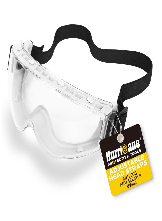هوريكان نظارات واقية من مادة PVC من ماركة HURRICANE، عدسات شفافة UV400، خاصية مقاومة الضباب، حزام رأس مطاطي قابل للتعديل - Image 1
