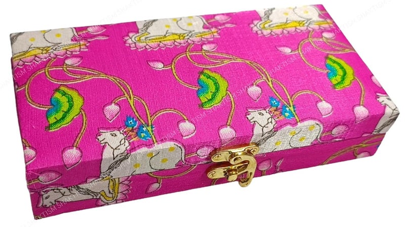 SHAKTISM SHAKTISM Decorative and Attractive Box Cash Box Shagun Box Jewellery Box Money Box Envelop Wedding Gift Box Bangel box With Cow Lotus Embroidery Design Pack of 1Pc Pink  - Image 1