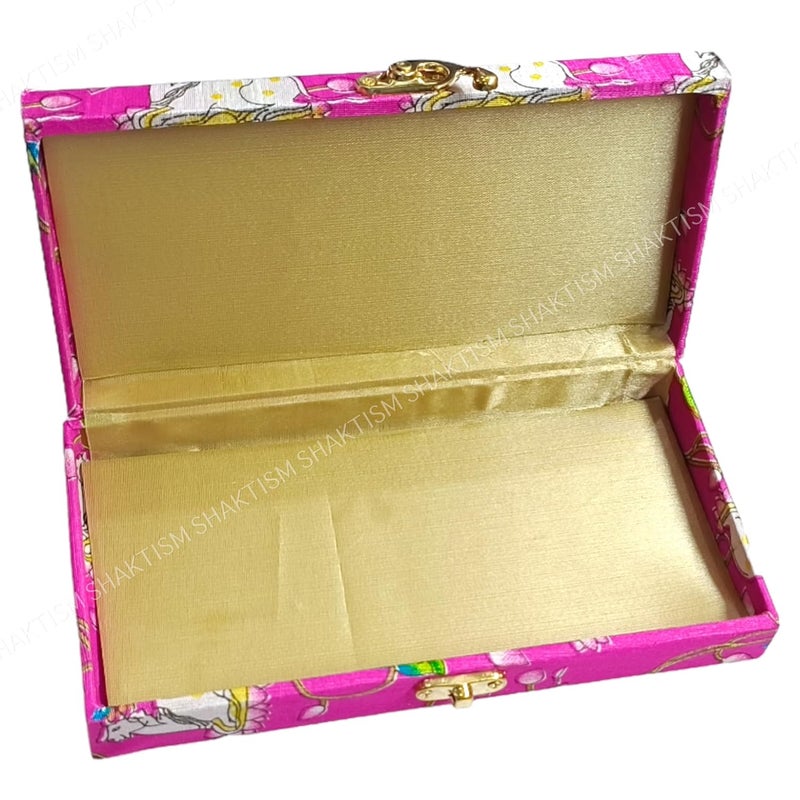 SHAKTISM SHAKTISM Decorative and Attractive Box Cash Box Shagun Box Jewellery Box Money Box Envelop Wedding Gift Box Bangel box With Cow Lotus Embroidery Design Pack of 1Pc Pink  - Image 2