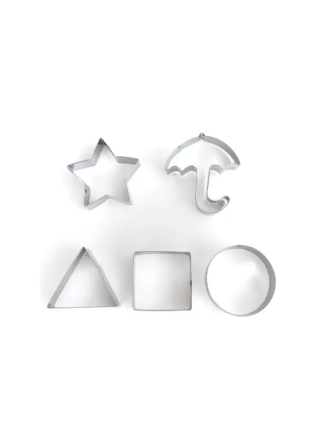 5 Pcs Stainless Steel Baking Mold Set Heavy Duty Cookie Cake Pastry Kit With Star Heart Triangle Round Shapes For Holiday Biscuits Sugar Cookies Pie Crusts Easy Clean Durable Baking Tools - Image 4