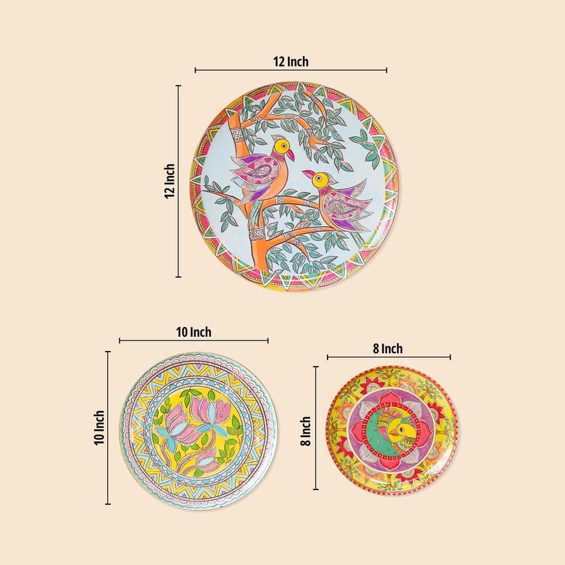 RITUALISTIC Madhubani Wall Plates for home decoration Wall decor items for living room Metal Wall dcor Gift items for women and men Home Dcor Gift Items Set of 3 plates - Image 4