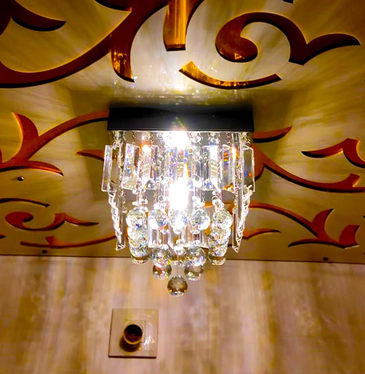 GANE-SHLIGHTS GL K9 Crystal Chandelier for Living Room Modern Ceiling Light Led Jhummer for Hall Hotel Resort Shop Temples, Office, Resort B12 (Warmwhite)(Size: W 23cm,H 25cm)(Small) - Image 4