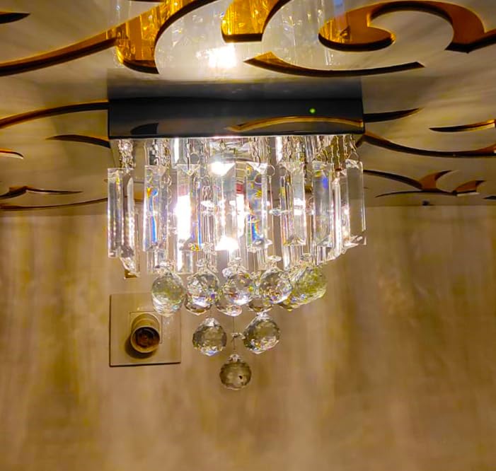 GANE-SHLIGHTS GL K9 Crystal Chandelier for Living Room Modern Ceiling Light Led Jhummer for Hall Hotel Resort Shop Temples, Office, Resort B12 (Warmwhite)(Size: W 23cm,H 25cm)(Small) - Image 3