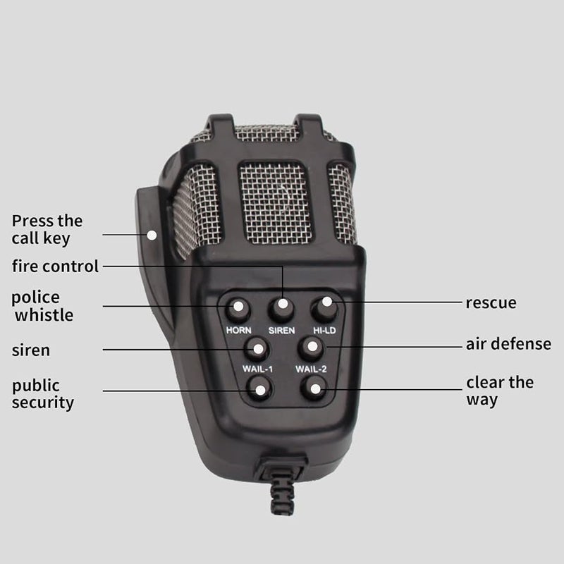 AOLIHAN Car Siren 7 Tone Sound with Mic PA System Vehicle Siren Horn Megaphone Speaker 12V 100W Emergency Sound Amplifier with Microphone Fire Ambulance Hooter Traffic Sound - Image 4