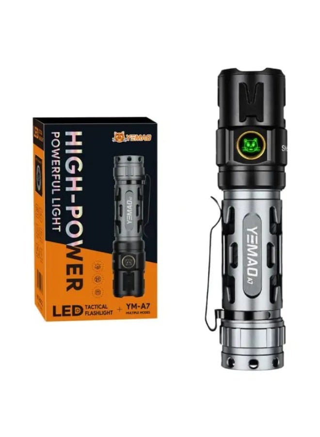 يماو مصباح يدوي تكتيكي LED قابل لإعادة الشحن YEMAO YM-A7 – مصباح قوي بعيد المدى بهيكل معدني - Image 4