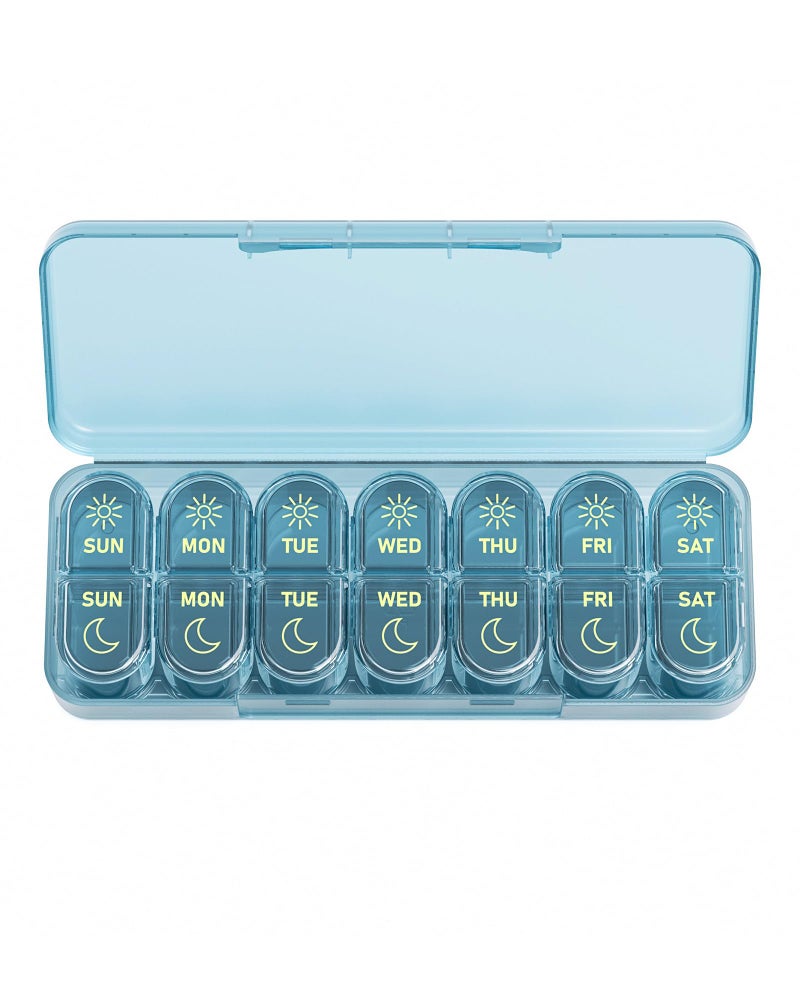 Daviky Weekly Pill Organizer 2 Times a Day, 7-Day AM PM Medicine Case, Travel-Friendly Pill Box for Fish Oils, Vitamins & Supplements - Image 1