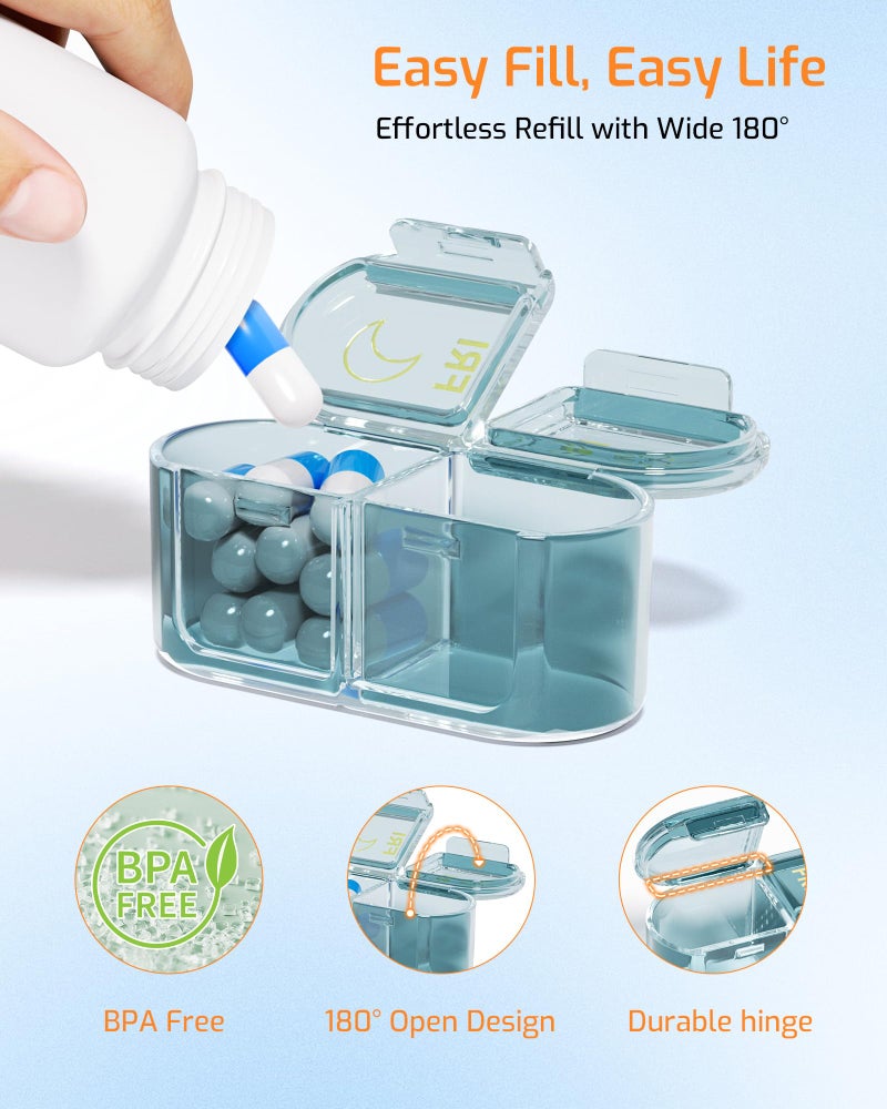 Daviky Weekly Pill Organizer 2 Times a Day, 7-Day AM PM Medicine Case, Travel-Friendly Pill Box for Fish Oils, Vitamins & Supplements - Image 3