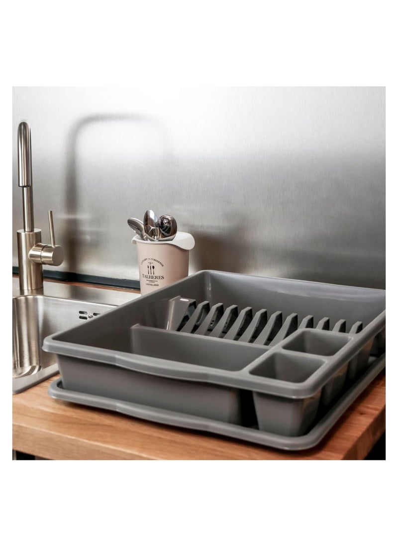 Codil - Durable Sink Plastic Dish Rack Utensil Drainer Drying Basket for Kitchen (Multi-Color) (With Tray) - Image 1