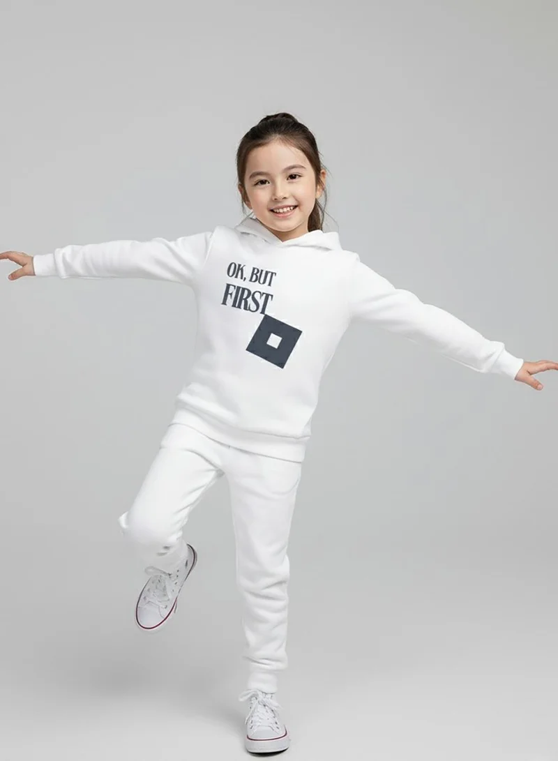 بيبي كلو هودي فليس مستوحى من روبلوكس أبيض للجنسين للشتاء