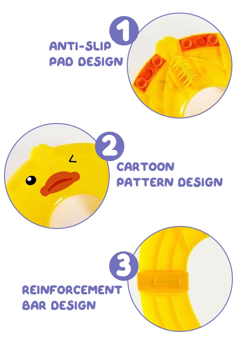 URbazaar Toilet Potty Training Seat Cover, Travel Toilet Seat, Folding Non Slip Silicone Pads, Travel Portable Reusable Kids Toddlers Boys Girls, Carry Bag (Yellow - Duck) - Image 5