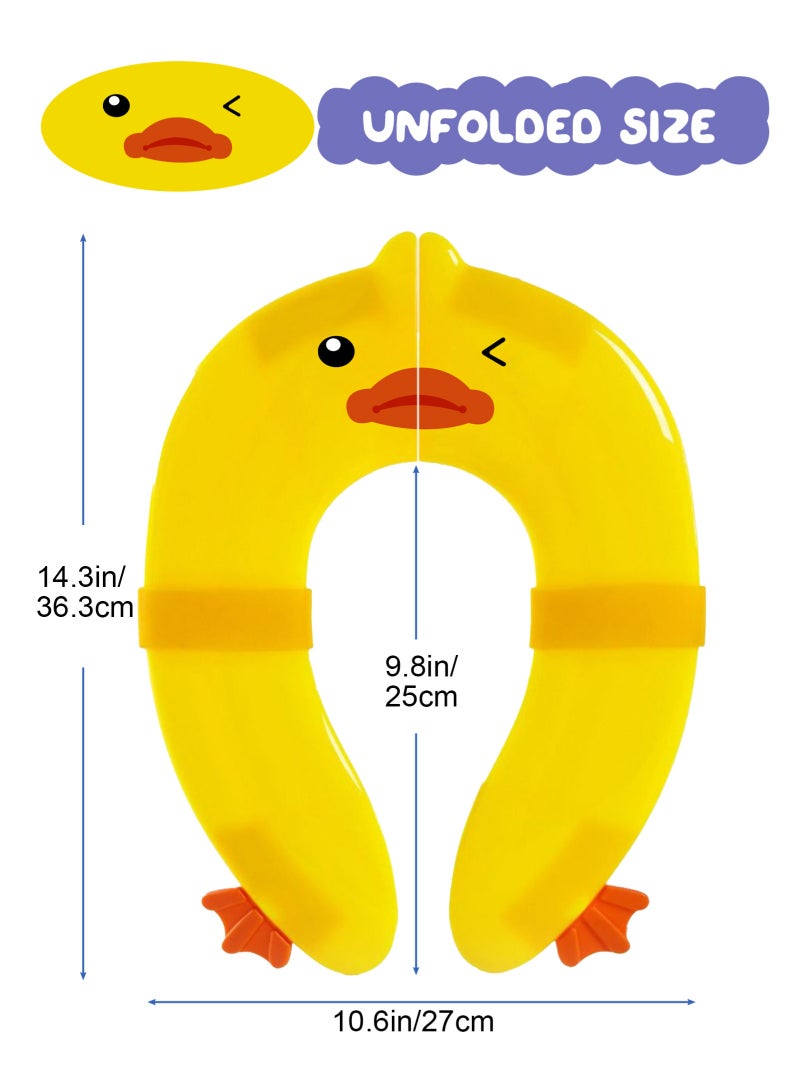 URbazaar Toilet Potty Training Seat Cover, Travel Toilet Seat, Folding Non Slip Silicone Pads, Travel Portable Reusable Kids Toddlers Boys Girls, Carry Bag (Yellow - Duck) - Image 2