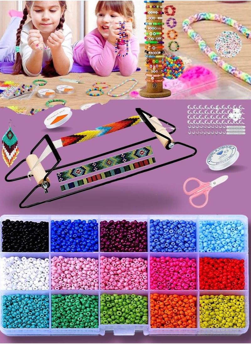Mountain Gems Frame Bead Loom Kit for Beaded Bracelets Earrings Belts Making Includes Seed Beads  - Image 1