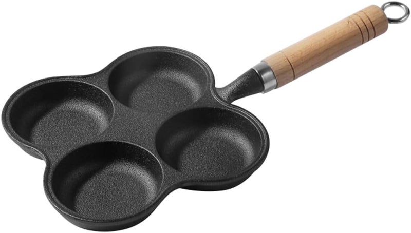 VICASKY Four-hole Egg Frying Pan Thick Cast Iron Hamburger Mold Non-stick Breakfast Skillet Kitchen Cooking Tool - Image 1
