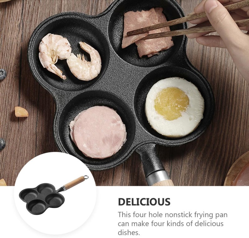 VICASKY Four-hole Egg Frying Pan Thick Cast Iron Hamburger Mold Non-stick Breakfast Skillet Kitchen Cooking Tool - Image 5