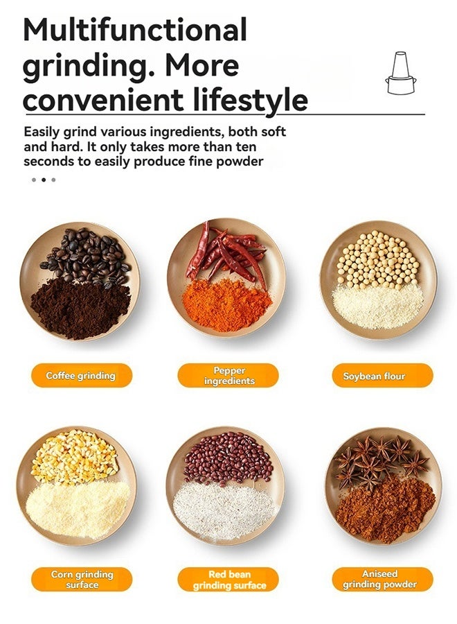 سايونا مطحنة قهوة كهربائية، مطحنة حبوب قهوة بمحرك قوي محمولة تستخدم لطحن حبوب القهوة والمكسرات والبذور - Image 3