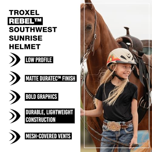 Troxel Rebel Bold Horse Riding Helmet, Low-Profile, Light, Adjustable Design, Safety Horseback Riding Gear, Large (7-1/4-7-3/8), Southwest Sunrise - Image 2