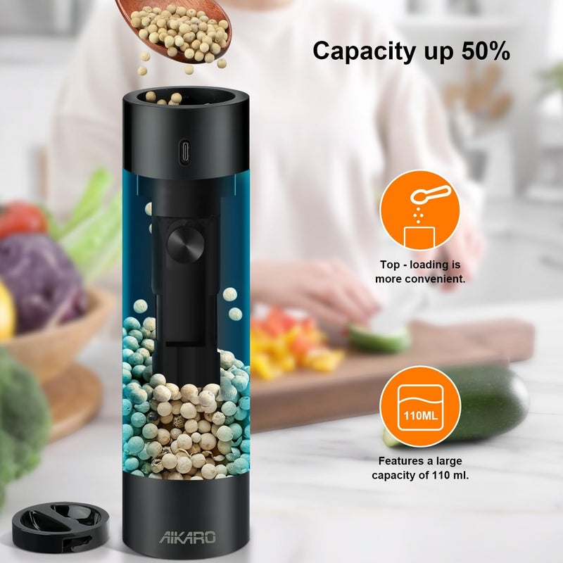 AIKARO - Electric Salt and Pepper Mill Automatic Spice Grinder, Rechargeable - Image 3