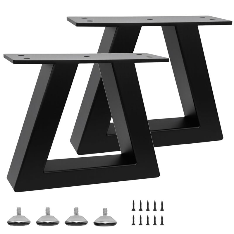 Rioychan 6 Inch Trapezoid Metal Table Legs Black  Diy Furniture Feets For Bench  Chair  Tv Cabinet  Coffee Table Couch  Sofa  Stool Legs  Including Screws And Adjustable Feet Pads  6  X 7.9 - Image 1