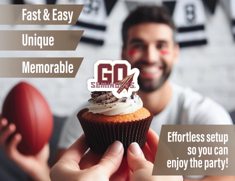 PartyKandy FSU Seminoles Cupcake Toppers (24 Pcs) Florida State University Party Supplies for Football Tailgating  Birthday  Graduation Party Decorations FSU Merch (FSU Seminoles) - Image 2