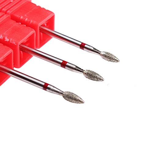 MZCMSL 3pcs Flame Shape Diamond Cuticle Clean Bits 332 Shank Dry Manicure Drill Bits - Image 2