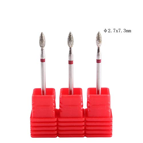 MZCMSL 3pcs Flame Shape Diamond Cuticle Clean Bits 332 Shank Dry Manicure Drill Bits - Image 5